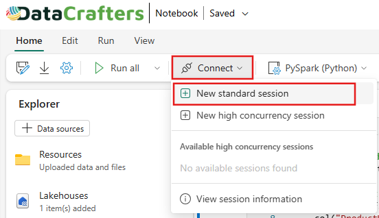 create standard session notebook